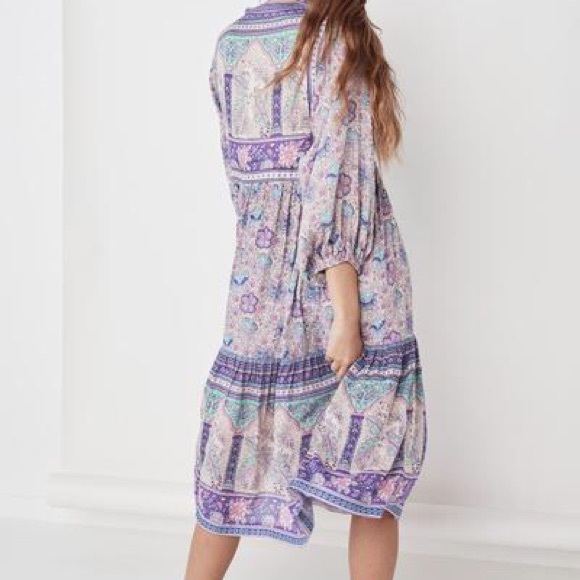 Poinciana Gown DRESS Lilac Floral Maxi MIDI Blue - Picture 4 of 8